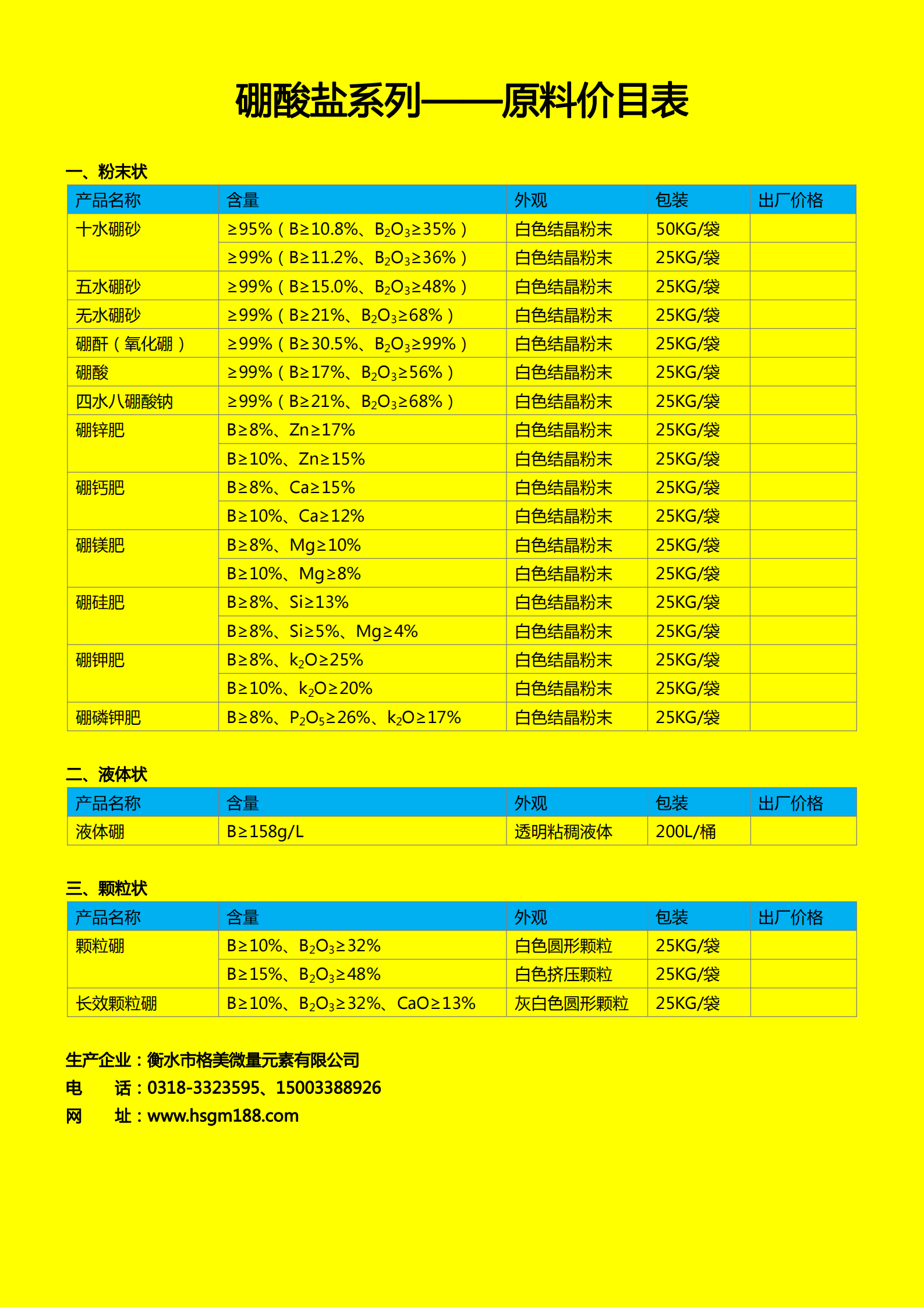 硼酸鹽系列